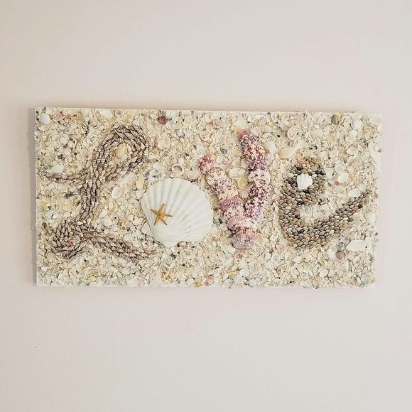 Love Sign Sea Shell-Encrusted Love Wall Sign